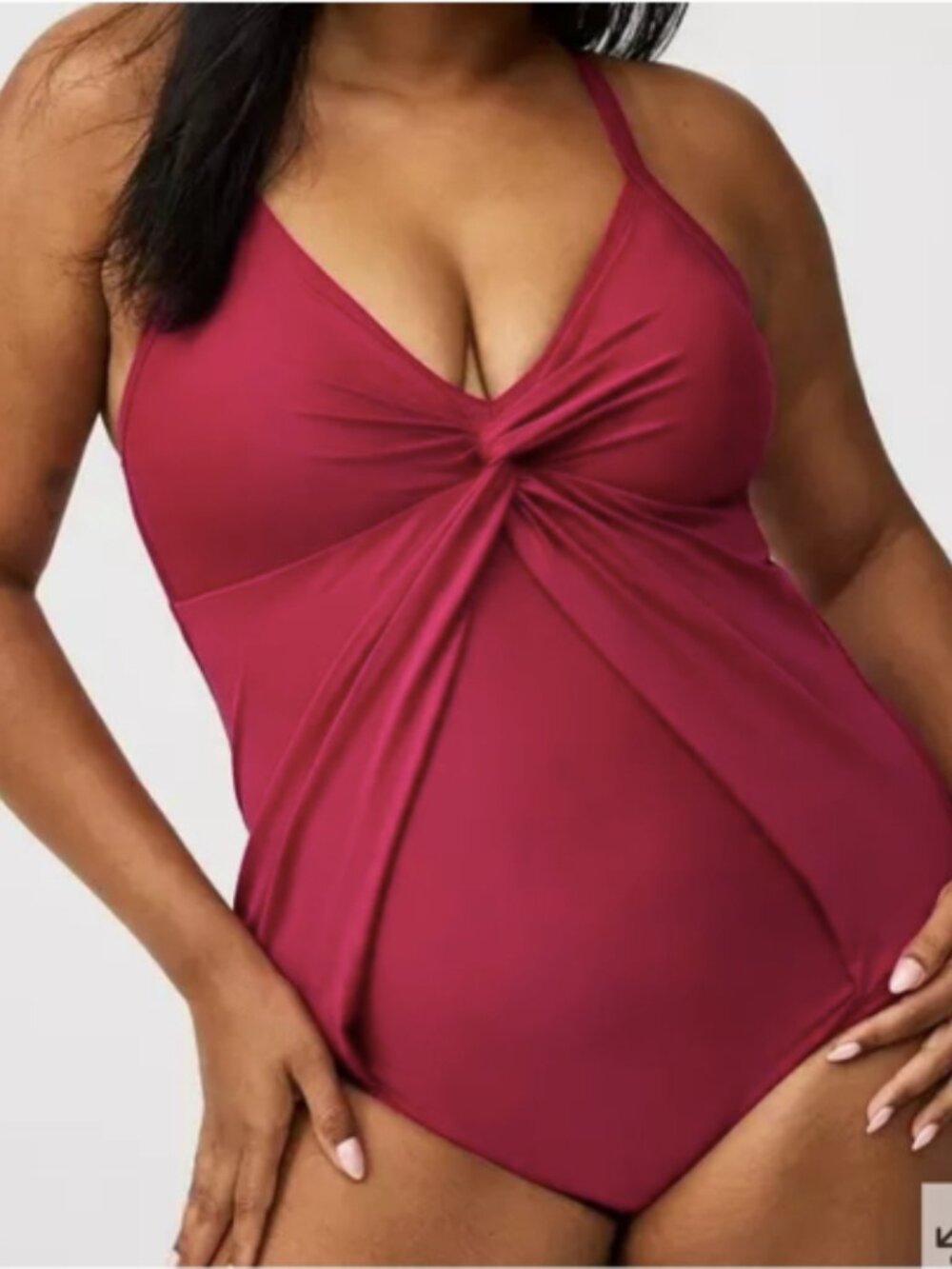 Torrid Wire Free Twisted V Neck One-Piece Swimsuit Size 0 NWT